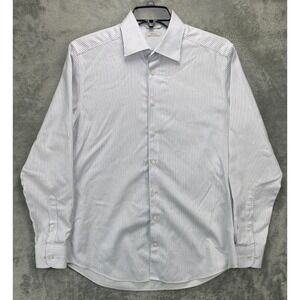 Suit Supply Men's Shirt 16.5/42 White Pinstriped Slim Fit Long‎ Sleeve Button Up